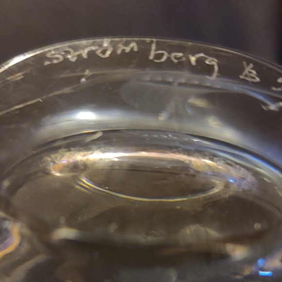 Stromberg Mid-Century Modern Engraved Viking Longship Design Thick Glass Vase 4" - Picture 7 of 8